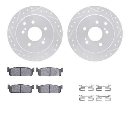 7312-68005, Rotors-Drilled, Slotted-SLV W/3000 Series Ceramic Brake Pads Incl. Hardware, Zinc Coat